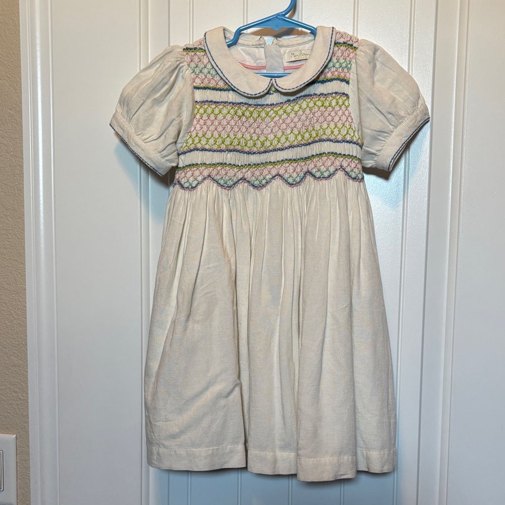 Mini Boden Cream Dress with Colorful Pattern